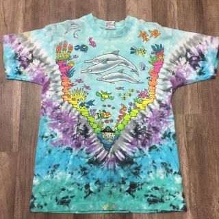 Vtg 93 Liquid Blue Joey Mars Art Seascape Shirt L All Over Print Grateful Dead T