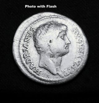 Hadrian Cistophorus Rare Big Roman Silver Coin.  Asclepius with Snake,  Staff  3