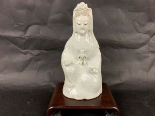 18th/19th C.  Chinese White - Glazed Porcelain Figure Of Guanyin