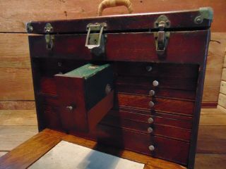 Vintage H.  GERSTNER 11 Drawer Machinist Chest Tool Box Chest Carpenter Wood Box 5