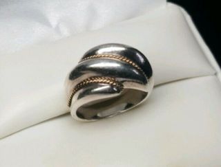 Tiffany & Co.  925 Sterling Silver & 18k / 750 Gold Ring Size 5.  5