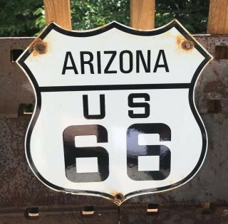 Vintage Arizona Az Route 66 Highway Porcelain Sign