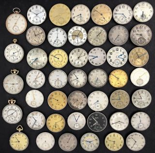 46 12s Antique Pocket Watch Movements Parts/repair Waltham Hamilton South Bend