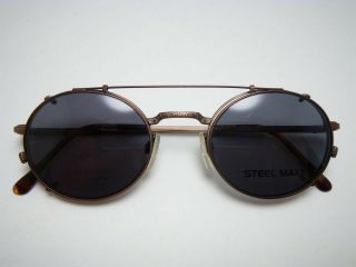 Vintage Steelmaxx Eyeglasses 49 21 140 With Sun Clip