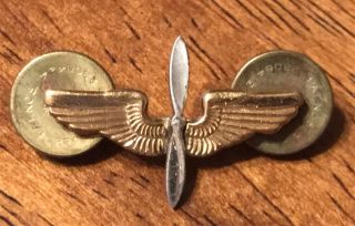 Us Wwii Army Air Force Propeller Pilot Wings Sterling Silver Hat Insignia