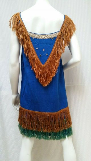 Vintage 1920 ' s Cobalt Blue Silk Dress with Fringe Sequins & Beads - Size XS/S 3