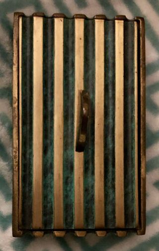 VINTAGE PAL BELL TRINKET BOX CIG CASE ISRAEL BRASS GREEN MID CENTURY 6.  5”x4” MCM 4