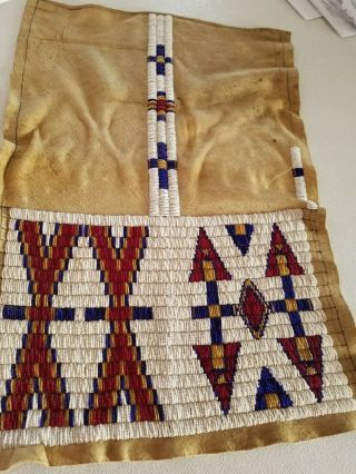 Beaded Vintage Pipe Bag Plains Brain Tanned Hide 24x16 Unfinished Smoked