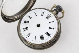 Antique Gents.  925 Sterling Silver Pair Cased Fusee Verge Pocket Watch (167g)