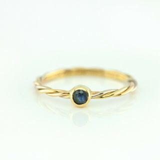 Vintage Cartier 18k Tri - Color Gold Twisted Wire Ring With Sapphire - Sz 54 (a0557)