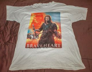 Vintage Braveheart Mel Gibson 1995 Movie Promo T Shirt Made In Usa Xl Rap Tees