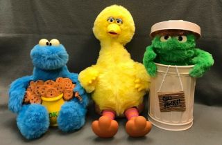 Vintage Ideal Sesame Street Big Bird Oscar The Gouch Cookie Monster Interactive