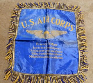 Vintage U.  S.  Army Air Corps Pillow Case Cover Satin Usaaf Army Force Ww Ii 2