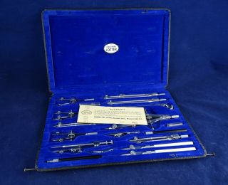Fabulous Vintage Cased Precision Engineering Drawing Instrument Set By Lotter