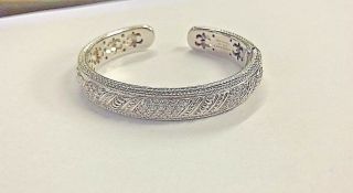Judith Ripka Large 7 " Cuff Bracelet In Sterling Silver With Diamonique Cz