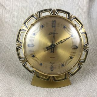 Vintage Mantle Clock German Brass Metal Mid Century Modern Retro Mauthe