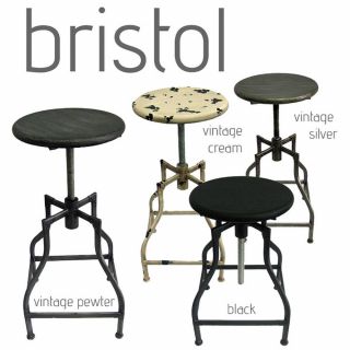 Rustic Retro Bristol Barstool - Steel Rotating Adjustable Height Bar Stool