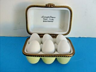 Vintage Limoges Egg Carton W/ Removable Egss 55/60 Rochard Peint Main Ex Cond Nr