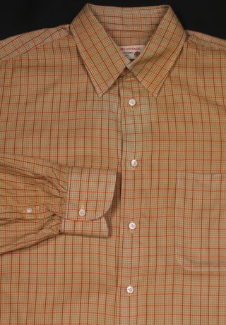 Borrelli Napoli Vintage Brown/orange Check Cotton Dress Shirt (40) 15 3/4