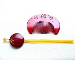 Vintage Japanese kanzashi comb hairpin geisha set hair accessory (ABF) 6
