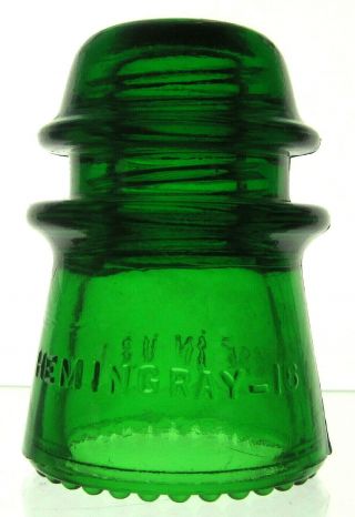 Cd 122 7 - Up Green Hemingray - 16 Antique Glass Telegraph Insulator,