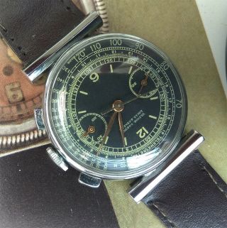 VINTAGE ULYSSE NARDIN CHRONOGRAPH VALJOUX 23 AND RARE CASE LUGS 3