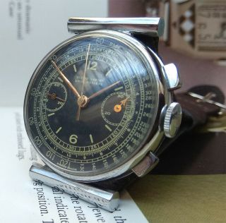 VINTAGE ULYSSE NARDIN CHRONOGRAPH VALJOUX 23 AND RARE CASE LUGS 5