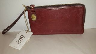 Hobo Mila Brown Vintage Hide Leather Zip Phone Clutch Wallet Wristlet Nwt $98.  00