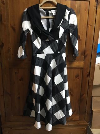 Unique Vintage Women’s Dress Size S/8/10 Black/white Check Swing 1950s Style