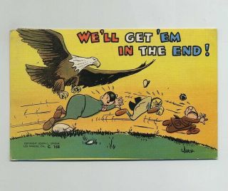 1944 Wwii Patriotic Anti - Axis Propaganda Comic Postcard Tied Stamp Cancel Hj5312