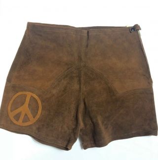 Vintage 70’s Hot Pants Suede Peace Sign High Waist Hippie Authentic Boho
