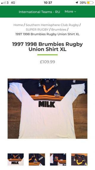 BRUMBIES CANTERBURY 1998 Rugby Union Australia Shirt Vintage BNWOT 7