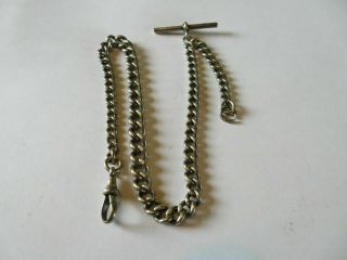 Antique Solid Silver Graduated Albert Chain Pocket Watch Chain 43.  4 Grams