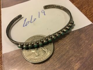 Navajo / Sterling Silver Vintage Green Snake Eye Turquoise Cuff / Bracelet
