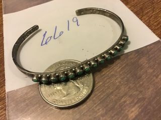 navajo / sterling silver vintage Green Snake eye turquoise cuff / bracelet 2