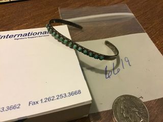 navajo / sterling silver vintage Green Snake eye turquoise cuff / bracelet 4