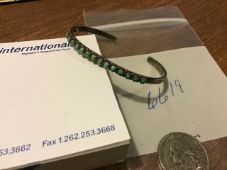 navajo / sterling silver vintage Green Snake eye turquoise cuff / bracelet 5