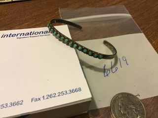navajo / sterling silver vintage Green Snake eye turquoise cuff / bracelet 6