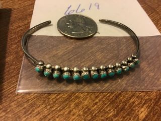 Navajo / Sterling Silver Vintage Green Snake Eye Turquoise Cuff / Bracelet Bead