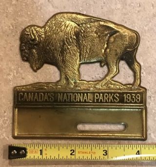 Vintage 1939 Canada’s National Parks License Plate Tag Topper Buffalo Near