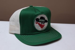Vintage Skoal Bandit Patch Hat Cap Mesh Trucker Snapback Green White
