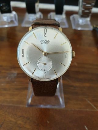 Vintage Avia 17 Jewels Incabloc Watch Swiss Made