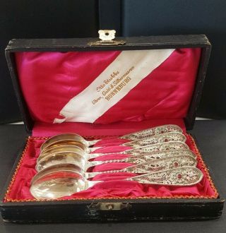 Antique Michelsen Handarbeit Small Silver Spoon Set Otto Stubbe Horneburg