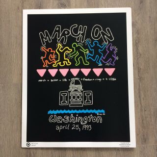 Vintage March On Washington Lgbt Woman’s Rights Keith Haring Poster 27 X 22”