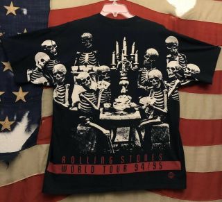 VINTAGE 90’s ROLLING STONES 1994 VOODOO LOUNGE ALL OVER ROCK T SHIRT XL TOUR 2