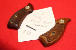 Vintage Smith & Wesson J frame round butt Diamond S&W factory wood grips 41 2