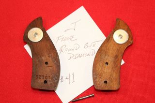 Vintage Smith & Wesson J frame round butt Diamond S&W factory wood grips 41 4