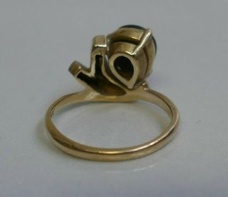 Vintage 14K Yellow Gold Star Sapphire & Diamond Ring - Size 5.  5 - Spray Design 5