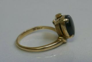 Vintage 14K Yellow Gold Star Sapphire & Diamond Ring - Size 5.  5 - Spray Design 6
