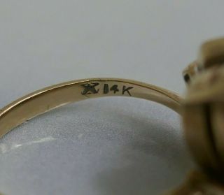 Vintage 14K Yellow Gold Star Sapphire & Diamond Ring - Size 5.  5 - Spray Design 7